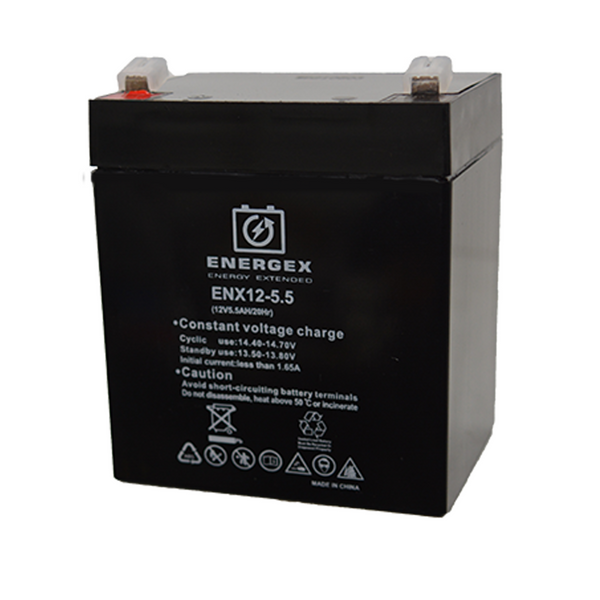Energex 12v 5.5Ah F2 battery.
