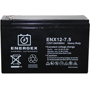 Energex 12v 7.5Ah F1 Alarm battery.