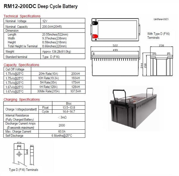 Deep Cycle AGM battery 12v 250Ah
