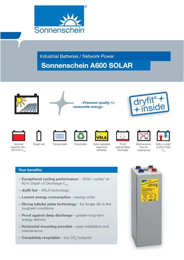 Sonnenschein 2v Solar battery